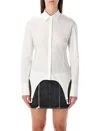 Jean Paul Gaultier Collared Long Sleeve Shirt With Unique Hem In White