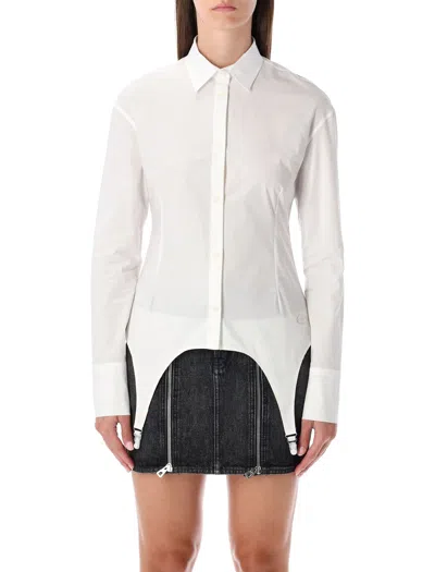 Jean Paul Gaultier Fitted White Cotton Garter Shirt
