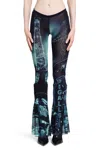 Jean Paul Gaultier Pigalle Mesh Flare Printed Trouser In Blue
