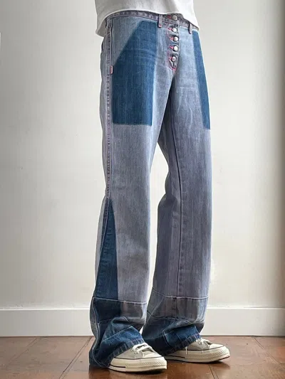 Pre-owned Jean Paul Gaultier Flared Deconstructed Denim Jeans In Blue