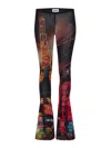 Jean Paul Gaultier Red Pigalle Mid-rise Flared Trousers In Multicolor