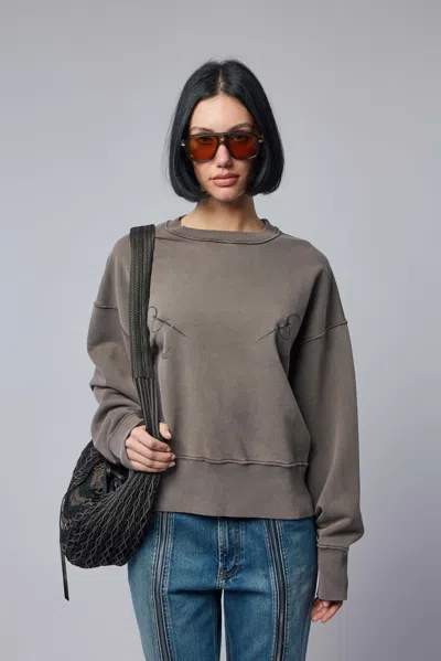 Jean Paul Gaultier Fleece Sweatshirt Embroidered "needles " | 26/01-w-to406-j034-04 | Darkgrey In Gold