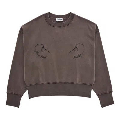 Pre-owned Jean Paul Gaultier Fleece Sweatshirt Embroidered Needles  'dark Grey' | Women's Si In Gray