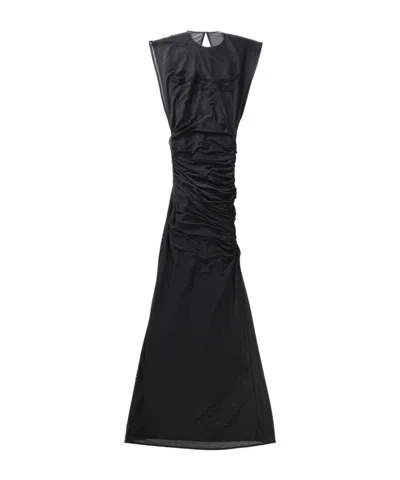 Jean Paul Gaultier Flock 'tattoo Ruban' Open Back Mesh Sleeveless Dress In Black