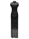 Jean Paul Gaultier Sheer Mesh Maxi Dress With Cap Sleeves In Black