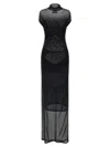 Jean Paul Gaultier Sheer Mesh Maxi Dress With Cap Sleeves In Black