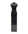 Jean Paul Gaultier Sheer Mesh Maxi Dress With Cap Sleeves In Black