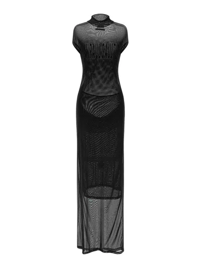 Jean Paul Gaultier Flocked Dress In Black
