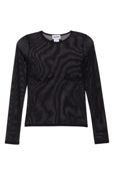 Jean Paul Gaultier Flocked Logo Mesh T-shirt In Black