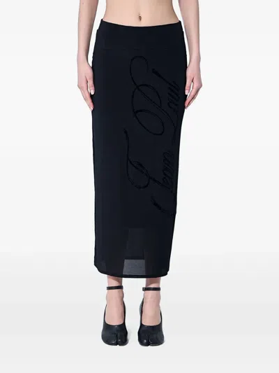JEAN PAUL GAULTIER FLOCKED-LOGO MIDI SKIRT