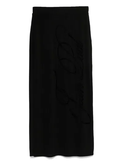 JEAN PAUL GAULTIER FLOCKED-LOGO MIDI SKIRT
