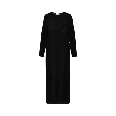 Pre-owned Jean Paul Gaultier Flocked Morphing Pinstripes Mesh Long Dress 'black' | Women's Size Xs