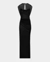 Jean Paul Gaultier Flocked Tattoo Logo Draped Mesh Backless Maxi Dress In Black