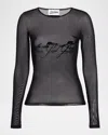 Jean Paul Gaultier Flocked Tattoo Logo Mesh Long-sleeve Top