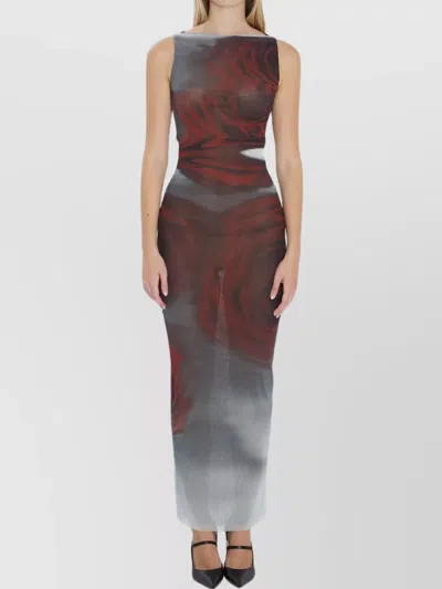 JEAN PAUL GAULTIER FLORAL MAXI DRESS WITH BLURRY ROSES PRINT