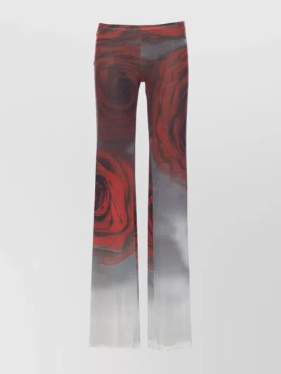 JEAN PAUL GAULTIER FLORAL MESH FLARED TROUSERS STRETCH