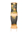 Jean Paul Gaultier Flowers Petit Grand Print Gathered Midi Dress In Multicolor