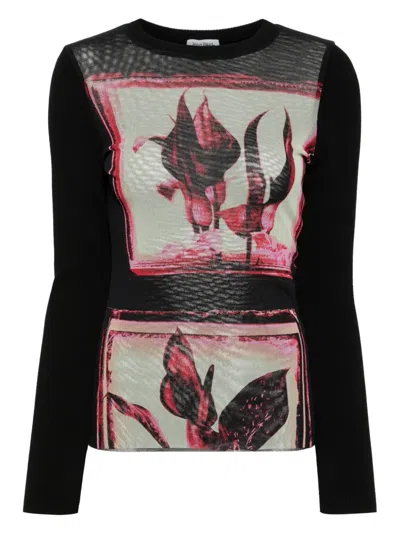 Jean Paul Gaultier Floral-print Jumper In Black