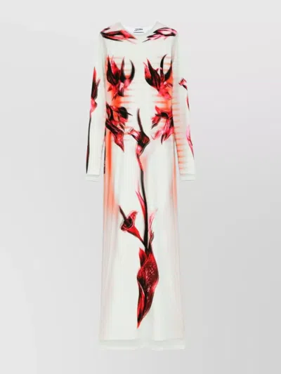 JEAN PAUL GAULTIER FLORAL PRINT MAXI LENGTH LONG SLEEVE DRESS