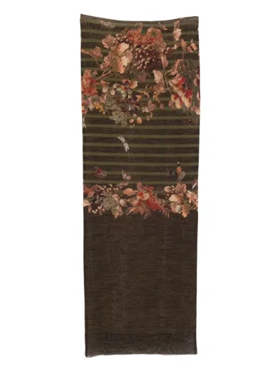 Jean Paul Gaultier Mariniere Grape Printed Semi-sheer Maxi Skirt In Brown