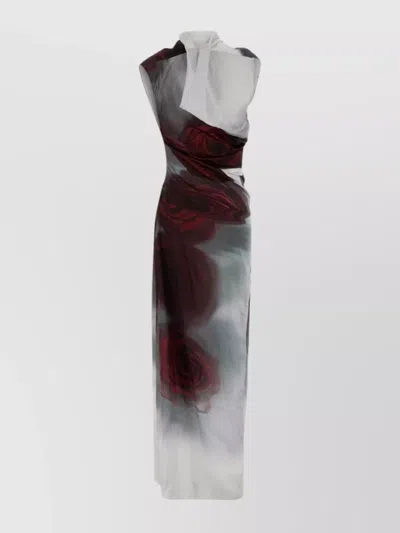 JEAN PAUL GAULTIER FLORAL SATIN FLOOR-LENGTH DRESS