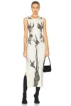 Shop Jean Paul Gaultier Flower Body Morphing Mariniere Long Dress In White  Grey  & Black