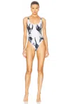 Jean Paul Gaultier Flower Body Morphing Mariniere One Piece In White  Grey  & Black