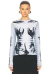 Jean Paul Gaultier Gray & Black 'the Flower Body Morphing Marinière' T-shirt In White  Grey  & Black