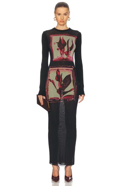 JEAN PAUL GAULTIER FLOWERS CADRES LONG DRESS