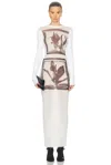 Jean Paul Gaultier White Flowers Cadres Maxi Dress In White  Grey  & Black