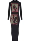 Jean Paul Gaultier Black Flowers Cadres Maxi Dress In Black