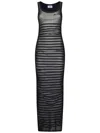 Jean Paul Gaultier Ribbed Mariner Double Layer Long Dress In Black