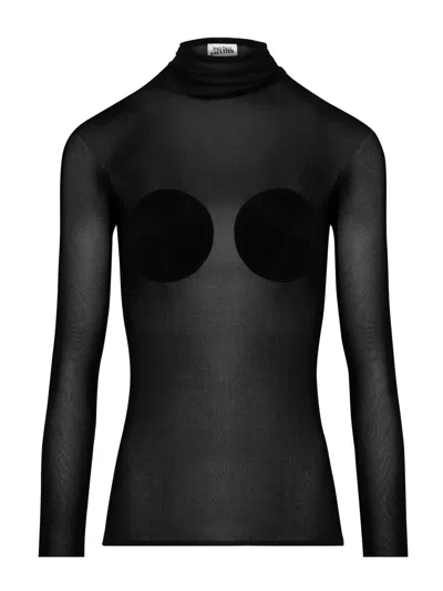 Jean Paul Gaultier Form-fitting Semi-sheer Top With Back Cut-out In Black