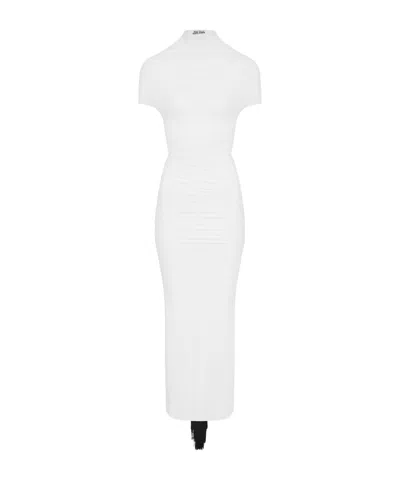 Jean Paul Gaultier Fringe Short Sleeve Dress In White