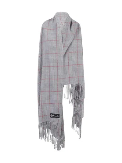 Jean Paul Gaultier Fringed Check Scarf In Gray