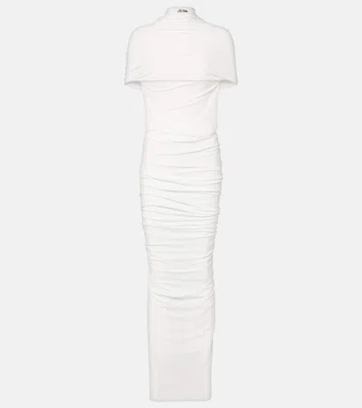 Jean Paul Gaultier Stretch-jersey Fringed Maxi Dress In White