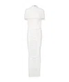 Jean Paul Gaultier Fringed Ruched Jersey Maxi Dress In White