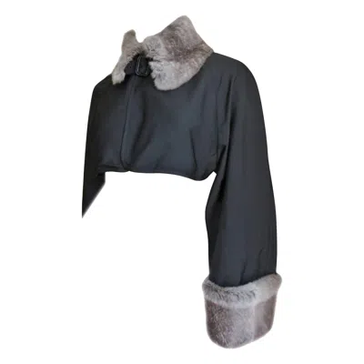 Pre-owned Jean Paul Gaultier Fur Trim Crop Jacket In Black