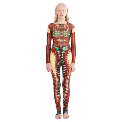 Pre-owned Jean Paul Gaultier F/w 1995 Cyberdots Top & Leggings Set In Brown