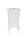 Jean Paul Gaultier Garter Tank Top Woman White In Gray