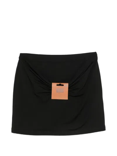 Jean Paul Gaultier Gathered Logo-patch Mini Skirt In Black
