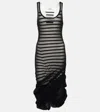 JEAN PAUL GAULTIER GATHERED MARINIÈRE AND TULLE MIDI DRESS