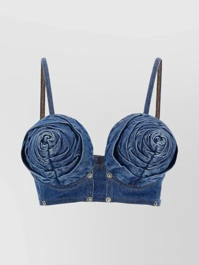 Jean Paul Gaultier Gathered Top With Strap Design And Structured Cups In Blue