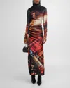 Jean Paul Gaultier Pigalle Long Dresse Woman Black In Velvet In 00301550-blackredorangeblue