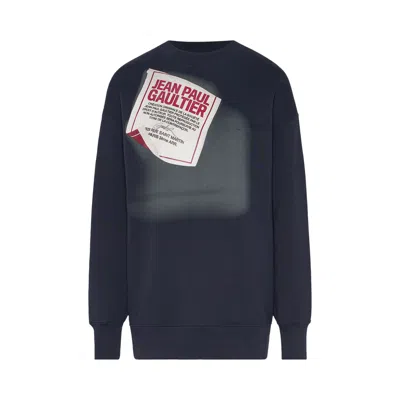 Pre-owned Jean Paul Gaultier Gaultier Jacquard Label Printed Crewneck 'navy' | Blue | Men's Size L