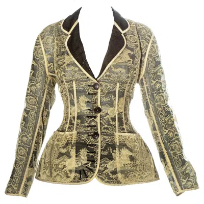 Pre-owned Jean Paul Gaultier Gold Lace And Silk Organza Corseted Jacket, Ss 1988 In Brown