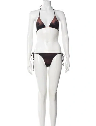 Pre-owned Jean Paul Gaultier Graphic Print Bikini In White