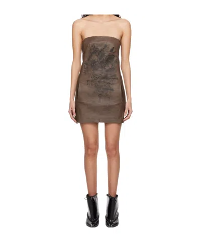 Jean Paul Gaultier Graphic Print Dress In Brown