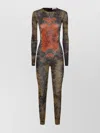 Jean Paul Gaultier Graphic Print Full-length Dress With Long Sleeves In Black
