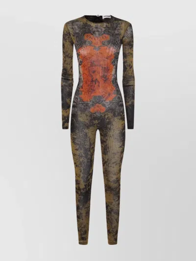 JEAN PAUL GAULTIER GRAPHIC PRINT FULL-LENGTH DRESS WITH LONG SLEEVES